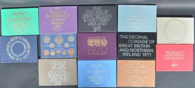 COLLECTION OF UK PROOF COIN SETS FROM 1970 - 1982