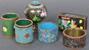 A COLLECTION OF CLOISONNE CHINESE NAPKIN HOLDERS