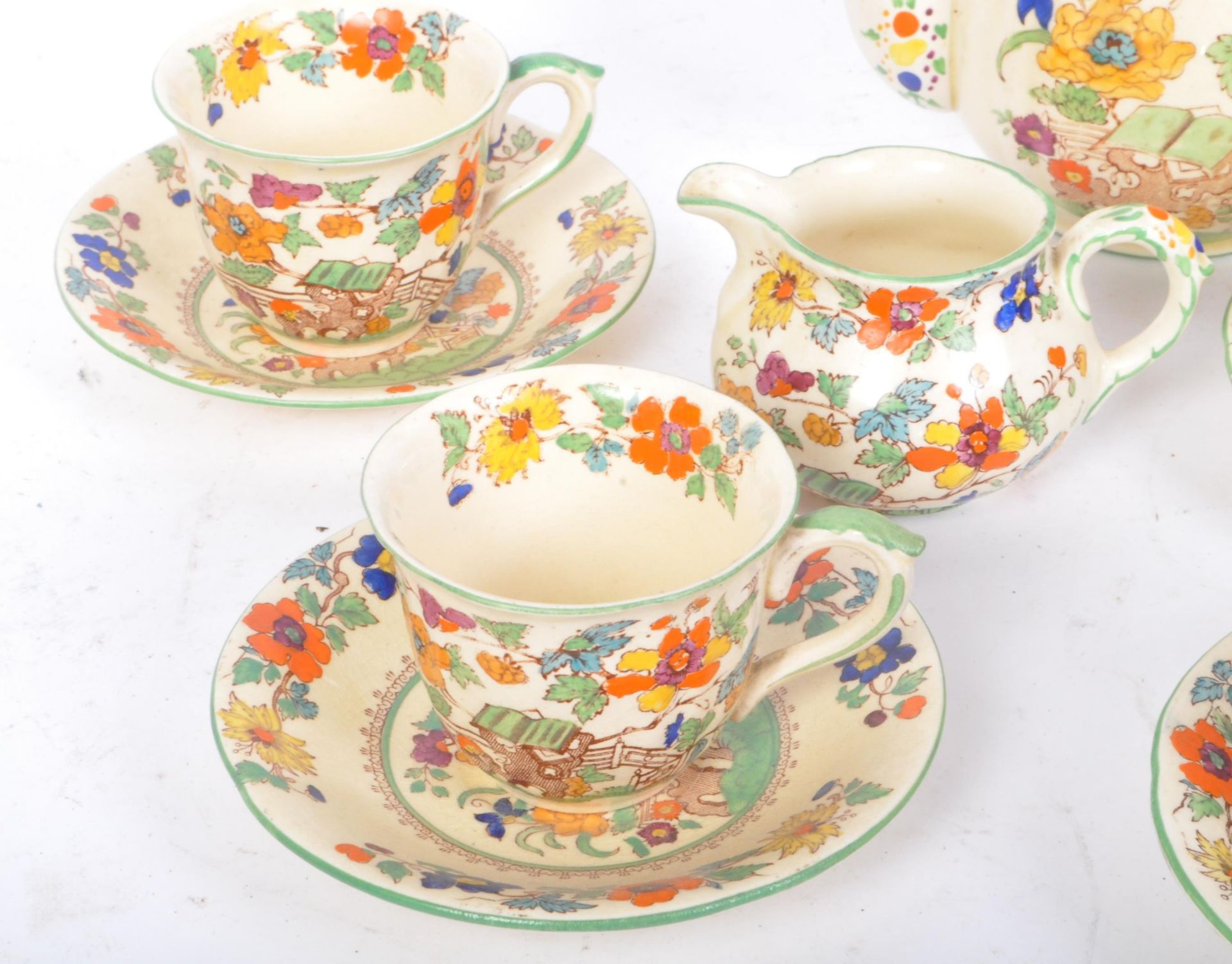 19TH CENTURY HAND PAINTED MASONS IRONSTONE TEA SERVICE - Image 2 of 6