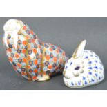 TWO CROWN DERBY BONE CHINA PAPERWEIGHTS - RABBIT & WALRUS