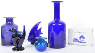 COLLECTION OF VINTAGE BRISTOL BLUE GLASS PIECES
