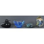 FOUR VINTAGE 20TH CENTURY GLASS PAPERWEIGHT OF VARIOUS SHAPES