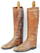 PAIR OF EDWARDIAN LEATHER RIDING BOOTS W/ WOOD SHOE TREES
