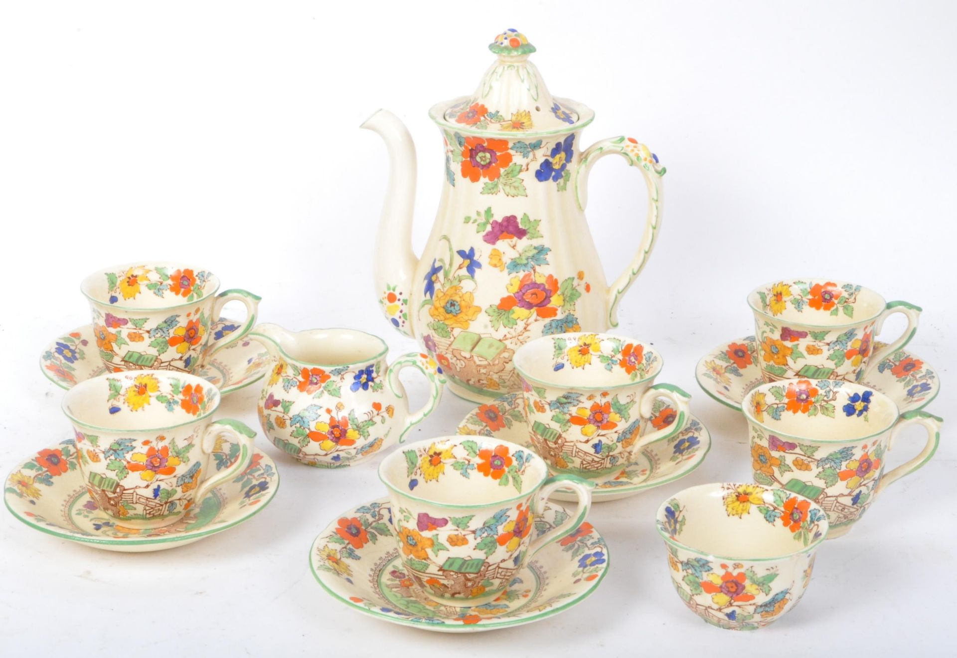 19TH CENTURY HAND PAINTED MASONS IRONSTONE TEA SERVICE