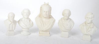 A SET OF FIVE PARIANWARE MINIATURE BUSTS