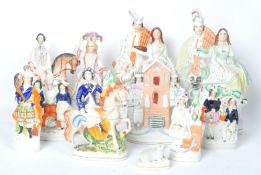 COLLECTION OF VICTORIAN STAFFORDSHIRE FLAT BACKS CHINA FIGURES