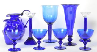 A COLLECTION OF VINTAGE 20TH CENTURY BRISTOL BLUE GLASSWARE