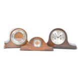 THREE ART DECO NAPOLEON HAT MANTEL CLOCKS