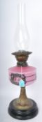19TH CENTURY NUSUN PINK GLASS OIL LAMP
