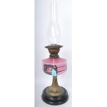 19TH CENTURY NUSUN PINK GLASS OIL LAMP