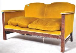 AN ART DECO - CIRCA 1920S - UPHOLSTERED & OAK TWO SEATER SOFA