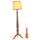 20TH CENTURY MAHOGANY STANDARD LAMP WITH ANOTHER