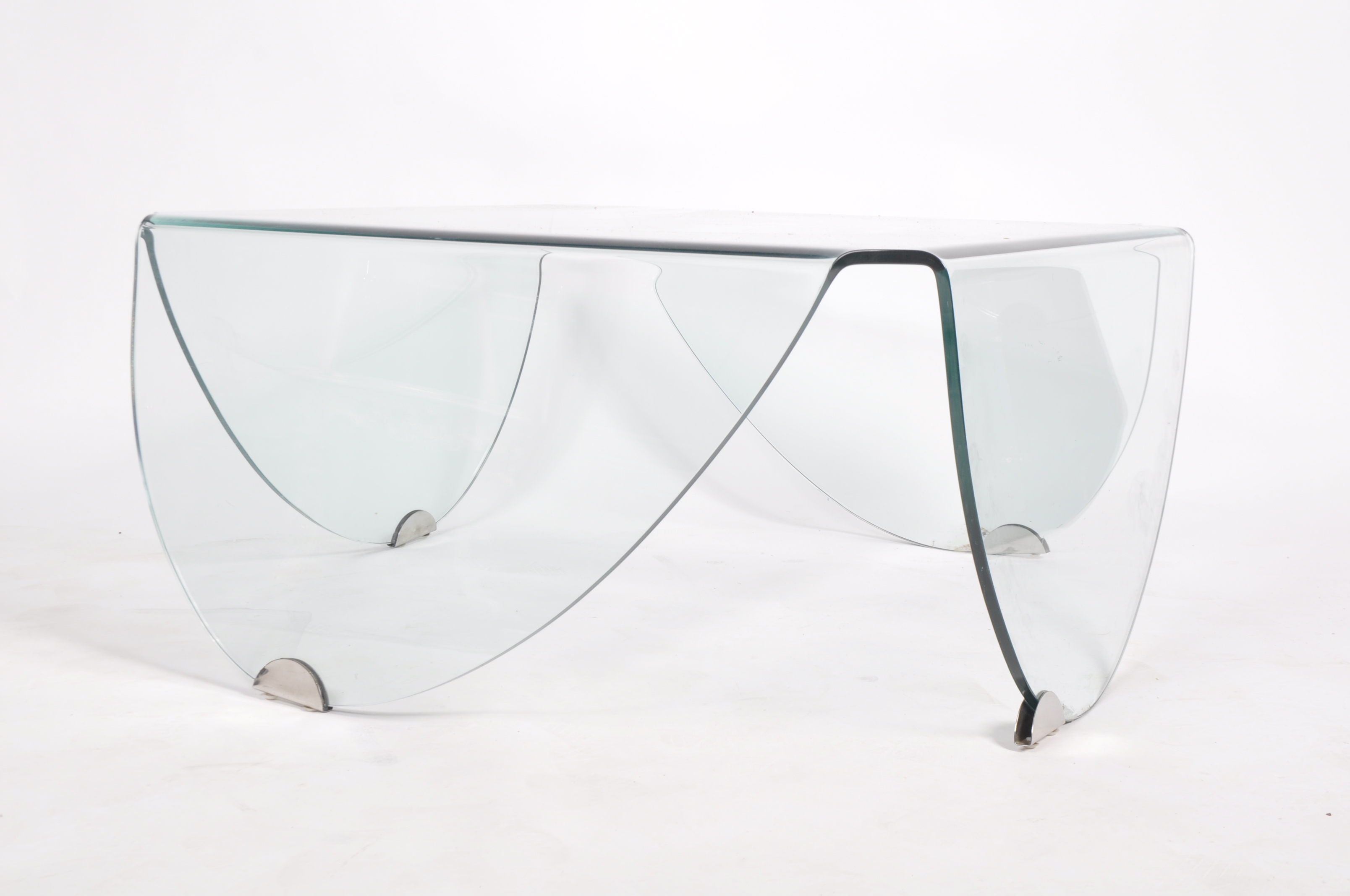 LARGE RETRO MODERNIST ART GLASS CENTRE TABLE