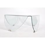 LARGE RETRO MODERNIST ART GLASS CENTRE TABLE