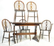 ERCOL MID CENTURY OAK DINING TABLE & FIVE CHAIRS