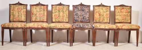 A SET OF SIX VINTAGE OAK DINING CHAIRS