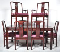 20TH CENTURY CHINESE HARDWOOD DINING TABLE & CHAIRS