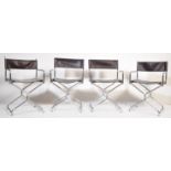 FOUR RETRO VINTAGE CHROME & LEATHER DIRECTORS CHAIRS