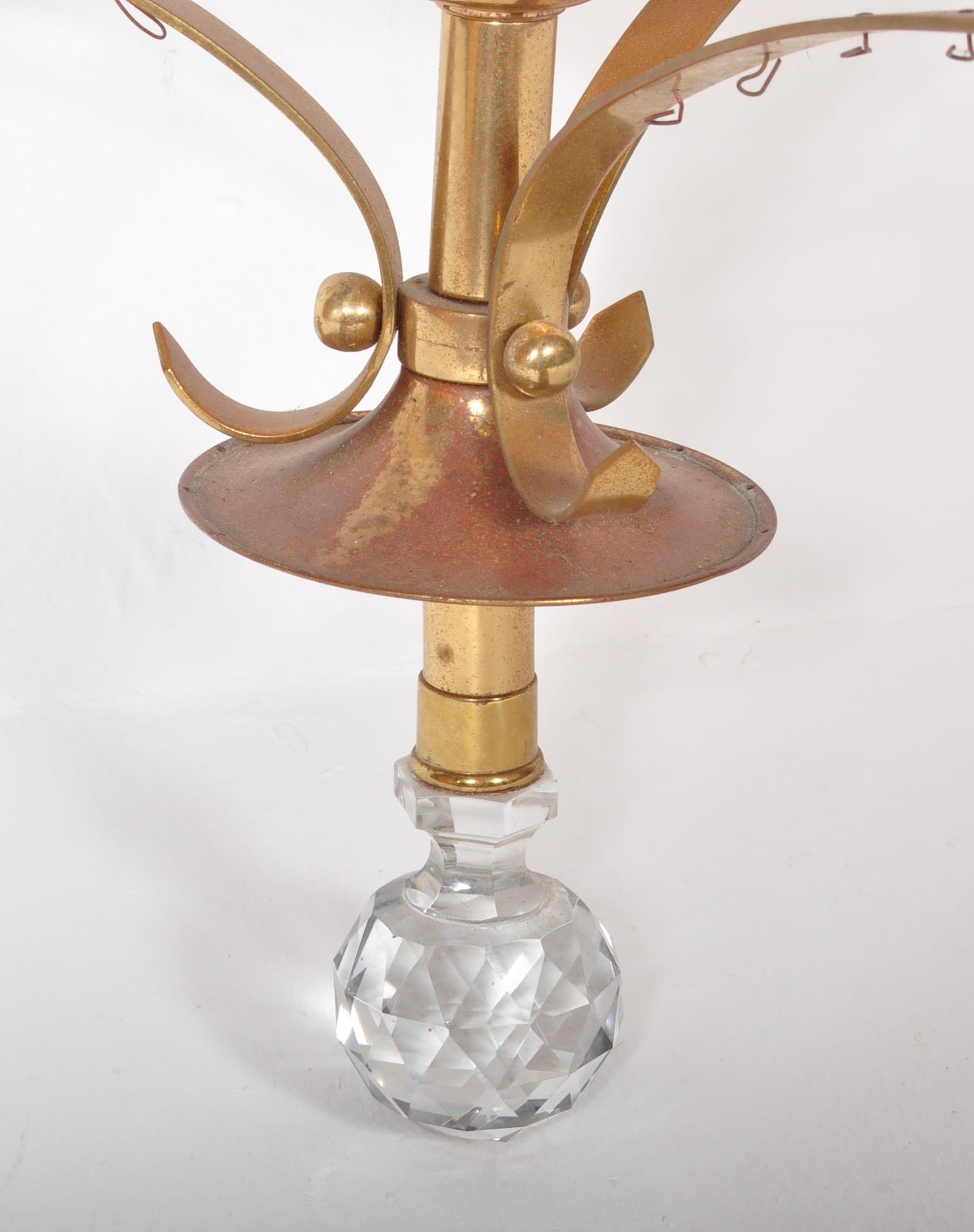 AN EARLY 20TH CENTURY TALL BRASS TIERED CEILING LIGHT - Image 3 of 6