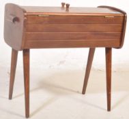 RETRO MID CENTURY TEAK SEWING BOX ON LEGS