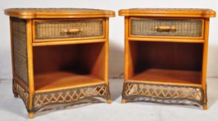 PAIR OF MID 20TH CENTURY BAMBOO AND WICKER BEDSIDE CABINETS
