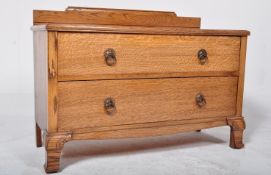 1920S OAK LOW GALLERY BACK CHEST OF DRAWERS
