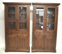 PAIR OF 1940S CHERRYWOOD DISPLAY CABINETS