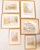 OF BRISTOL INTEREST - SIX VINTAGE 1940S - 1970S SIGNED WATERCOLOURS