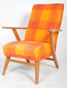 RETRO MID CENTURY OAK FRAMED ARMCHAIR