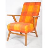 RETRO MID CENTURY OAK FRAMED ARMCHAIR