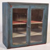 19TH CENTURY TWIN DOOR GLAZED WALL CABINET