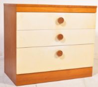 RETRO VINTAGE MID 20TH CENTURY TEAK AND WHITE CHEST OF DRAWERS