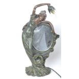 A VINTAGE ART NOUVEAU STYLE LADY LAMP MIRROR FIGURINE