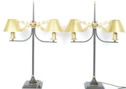 A PAIR OF 20TH CENTURY COACHING EMPIRE STYLE BEDSIDE LAMPS