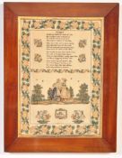 A VICTORIAN EMBROIDERED NEEDLEPOINT SIGNED SAMPLER