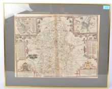 JOHN SPEED - 17TH CENTURY - 1676 - COLOUR ENGRAVED MAP - STAFFORD