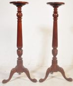 PAIR OF VICTORIAN MAHOGANY TORCHIERES