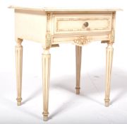 A LOUIS XV REVIVAL BAROQUE STYLE PAINTED WOODEN BEDSIDE TABLE