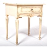 A LOUIS XV REVIVAL BAROQUE STYLE PAINTED WOODEN BEDSIDE TABLE