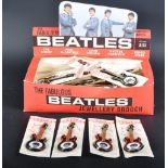 VINTAGE EX-SHOP STOCK BOX OF THE BEATLES JEWELLERY BROOCHES