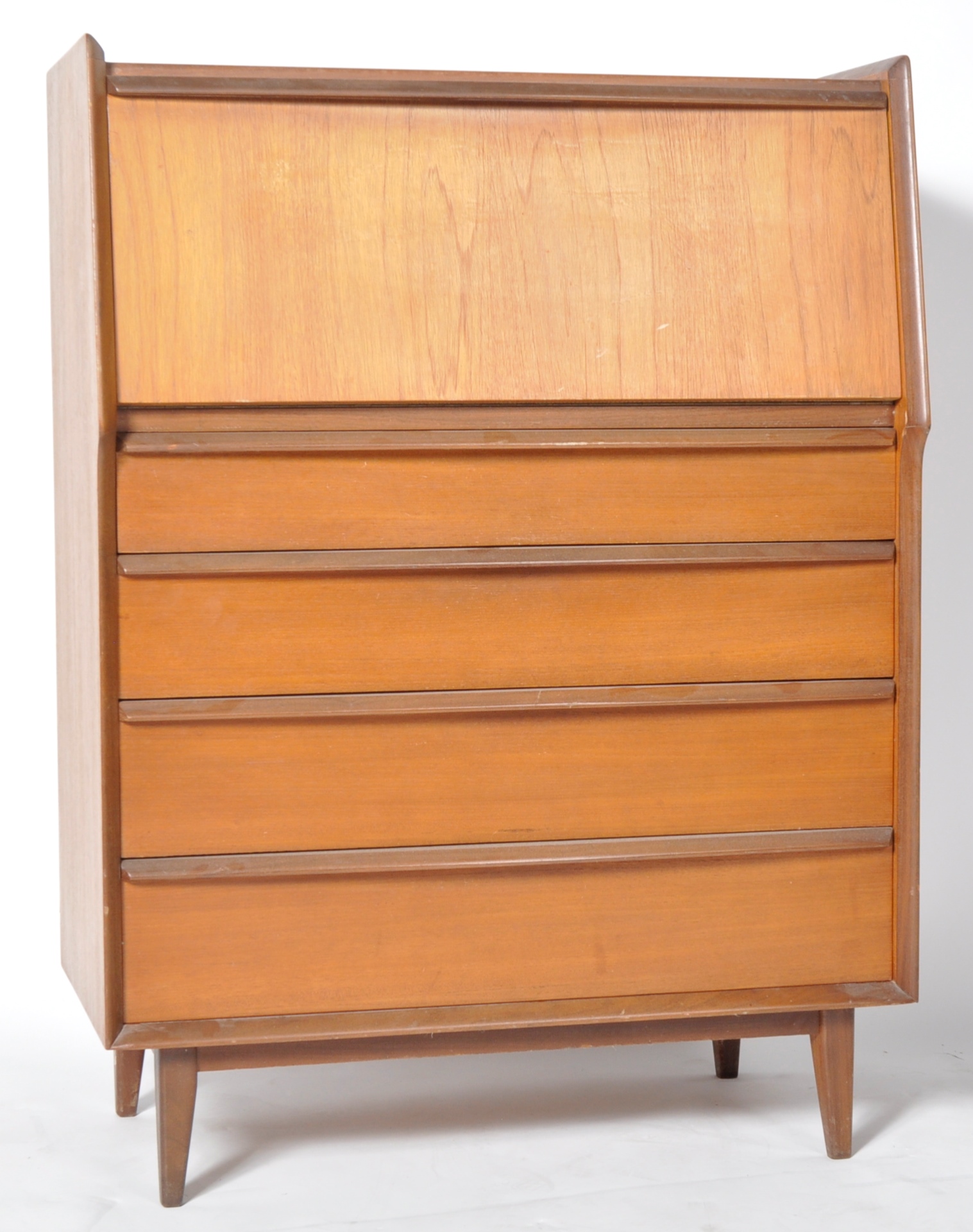 MID CENTURY DANISH INFLUENCED TEAK BUREAU