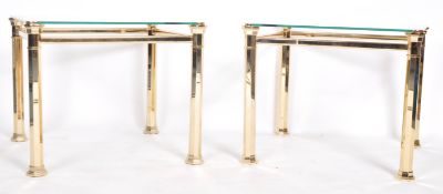 MID CENTURY HOLLYWOOD REGENCY DESIGN BRASS SIDE TABLES