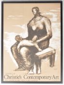 1980s CHRISTIE'S' CONTEMPORARY ART HENRY MOORE PROOF POSTER