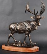 CONTEMPORARY LARGE CAST METAL STATUE OF A STAG