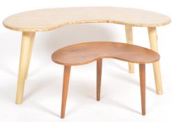 PAIR OF RETRO KIDNEY SHAPED LOW TABLE