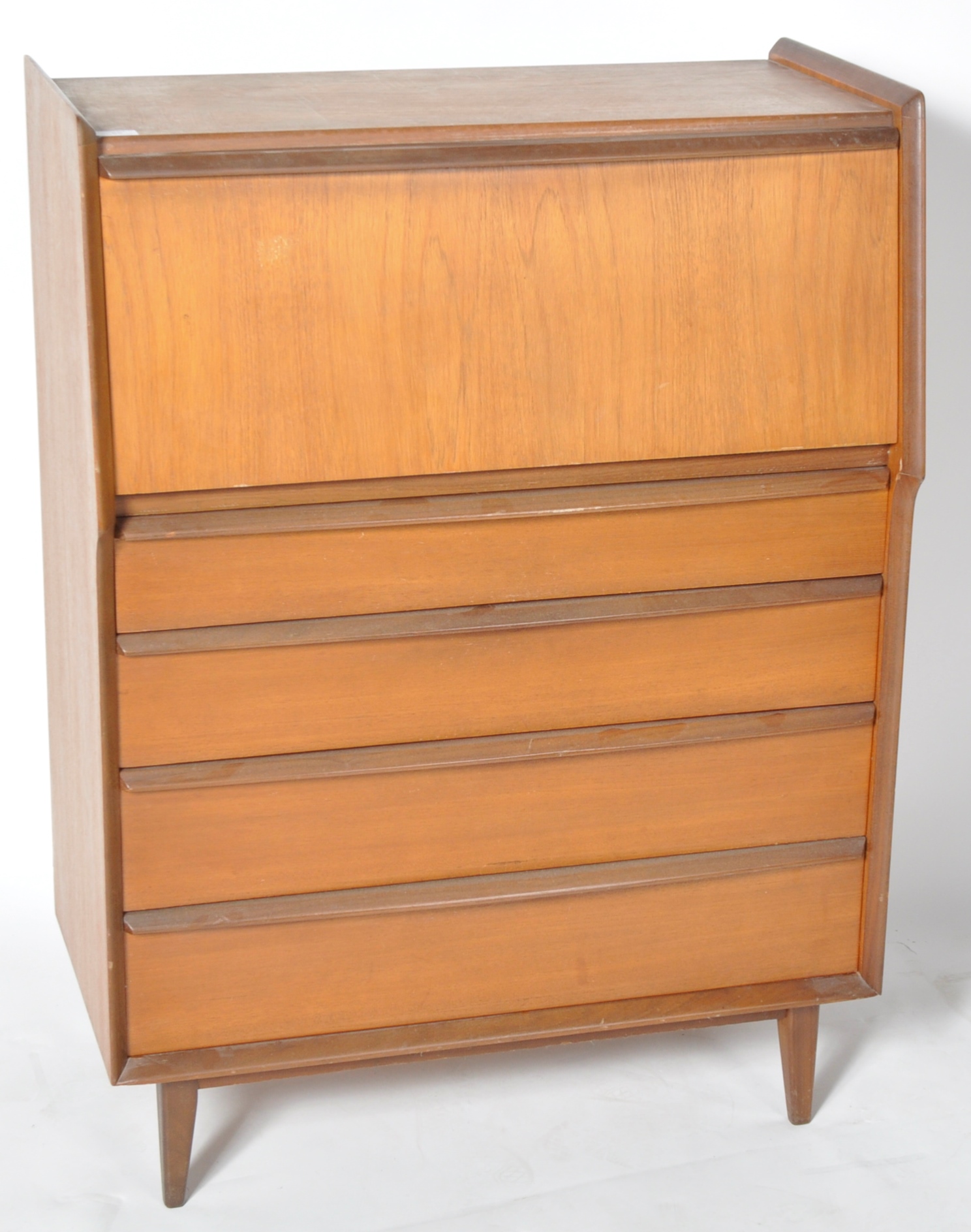 MID CENTURY DANISH INFLUENCED TEAK BUREAU - Image 2 of 4