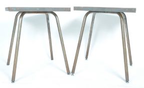 MATCHING PAIR OF CONTEMPORARY METAL INDUSTRIAL TABLES