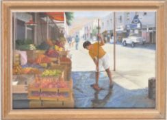 M.D POORE - BODRUM MARKET - OIL ON BOARD PAINTING