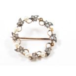 VICTORIAN PEARL & DIAMOND BROOCH PIN