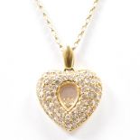 18CT GOLD & DIAMOND CLUSTER HEART PENDANT & CHAIN NECKLACE